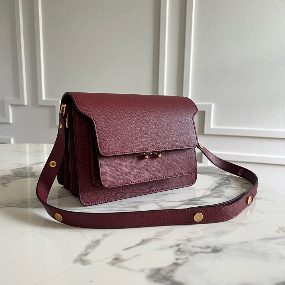 NWT - Marni Saffiano Medium Trunk Bag - Ruby